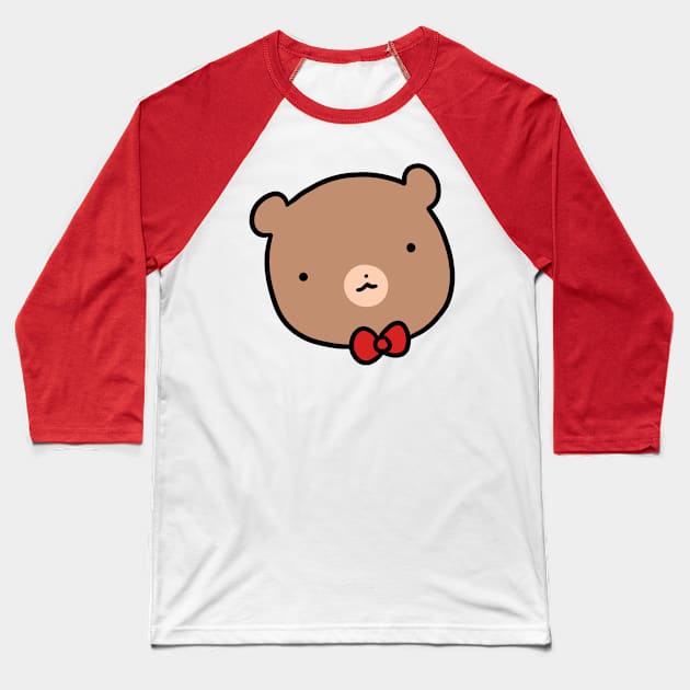 Red Bow Tie Bear Baseball T-Shirt by saradaboru